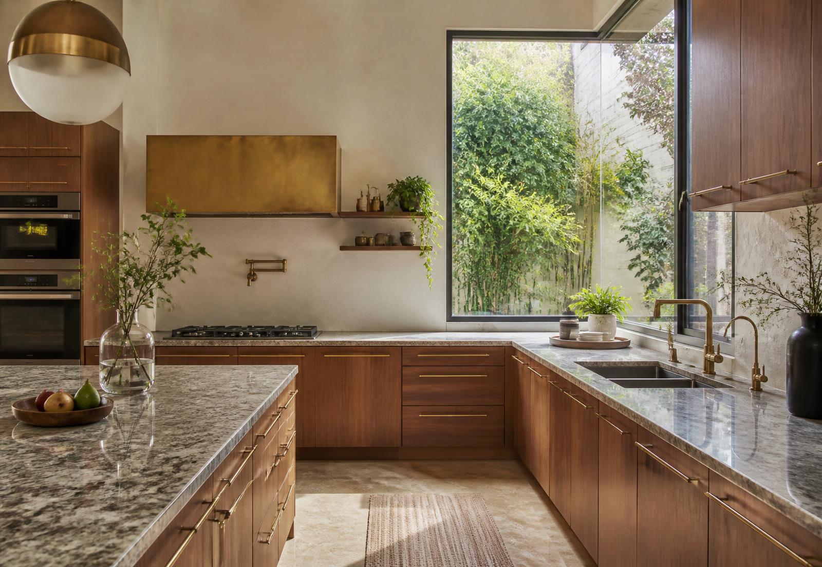 Kitchen with wood cabinetry and granite counters